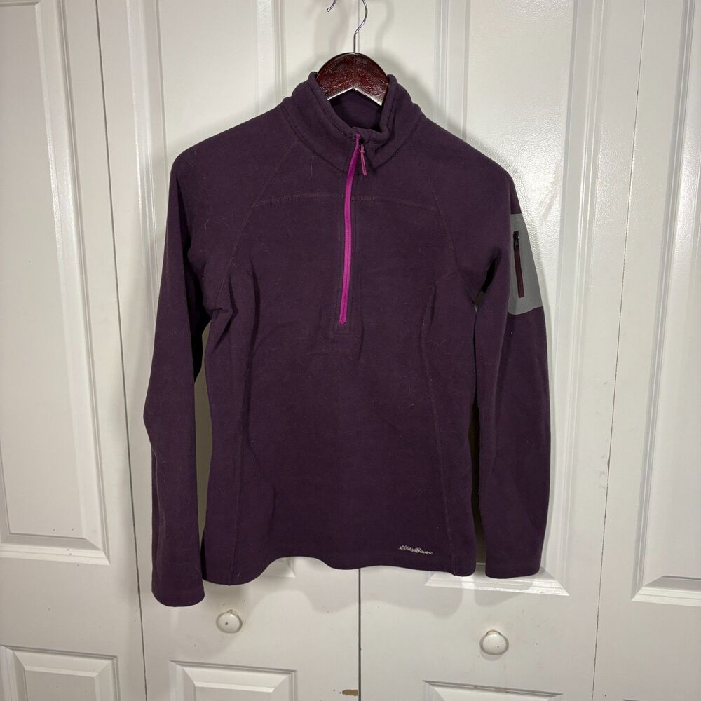 Eddie Bauer First Ascent Polartec Fleece Womens M Purple 1/4 Zip Outdoor Hiking